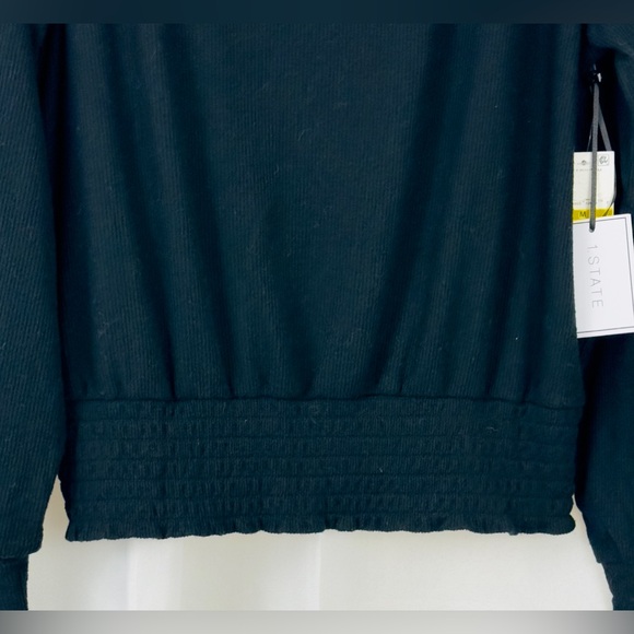 1.STATE - Black Ribbed Crew Neck Balloon Sleeve Sweater - Elastic Waist  Medium - Picture 2 of 9